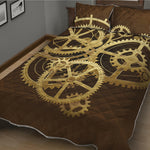 Steampunk Cogwheels Print Quilt Bed Set