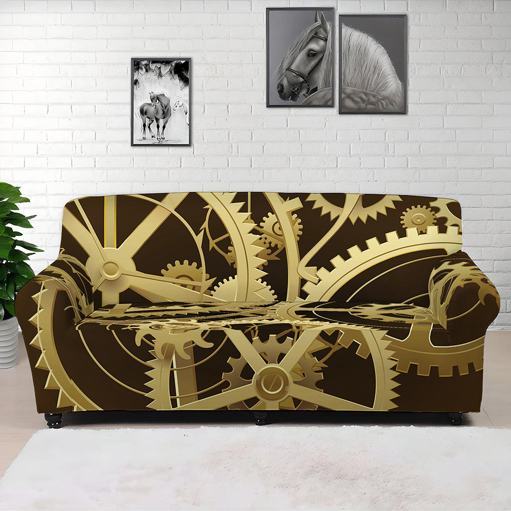 Steampunk Cogwheels Print Sofa Cover