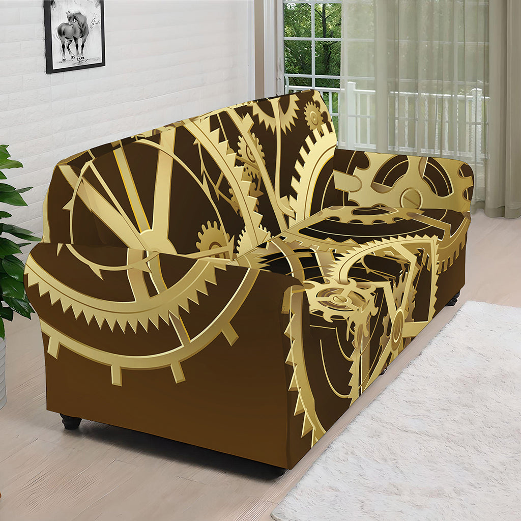 Steampunk Cogwheels Print Sofa Cover