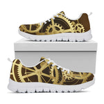 Steampunk Cogwheels Print White Sneakers