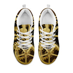 Steampunk Cogwheels Print White Sneakers