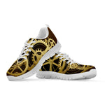 Steampunk Cogwheels Print White Sneakers