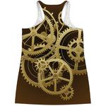 Steampunk Cogwheels Print Women's Racerback Tank Top