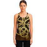 Steampunk Cogwheels Print Women's Racerback Tank Top