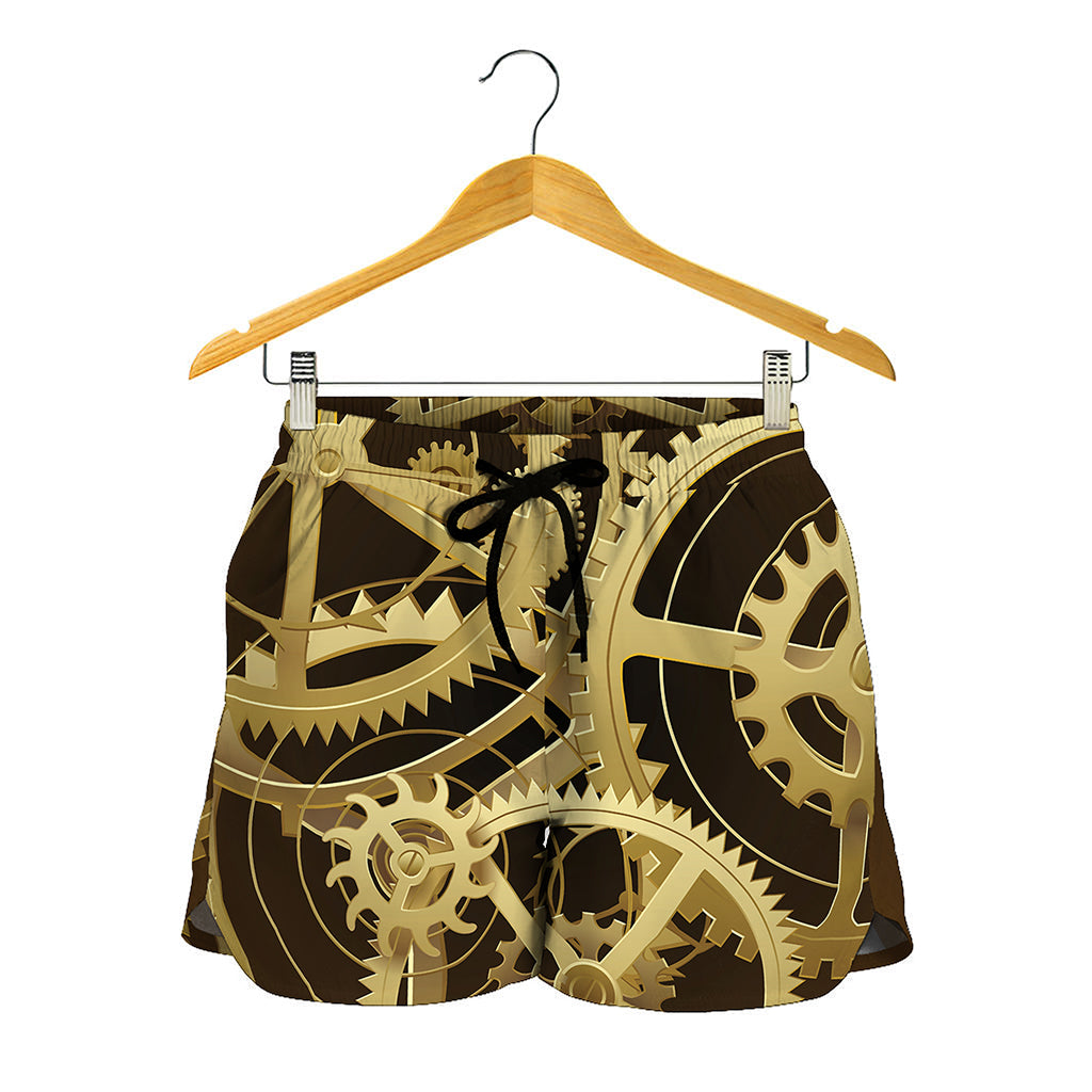 Steampunk Cogwheels Print Women's Shorts
