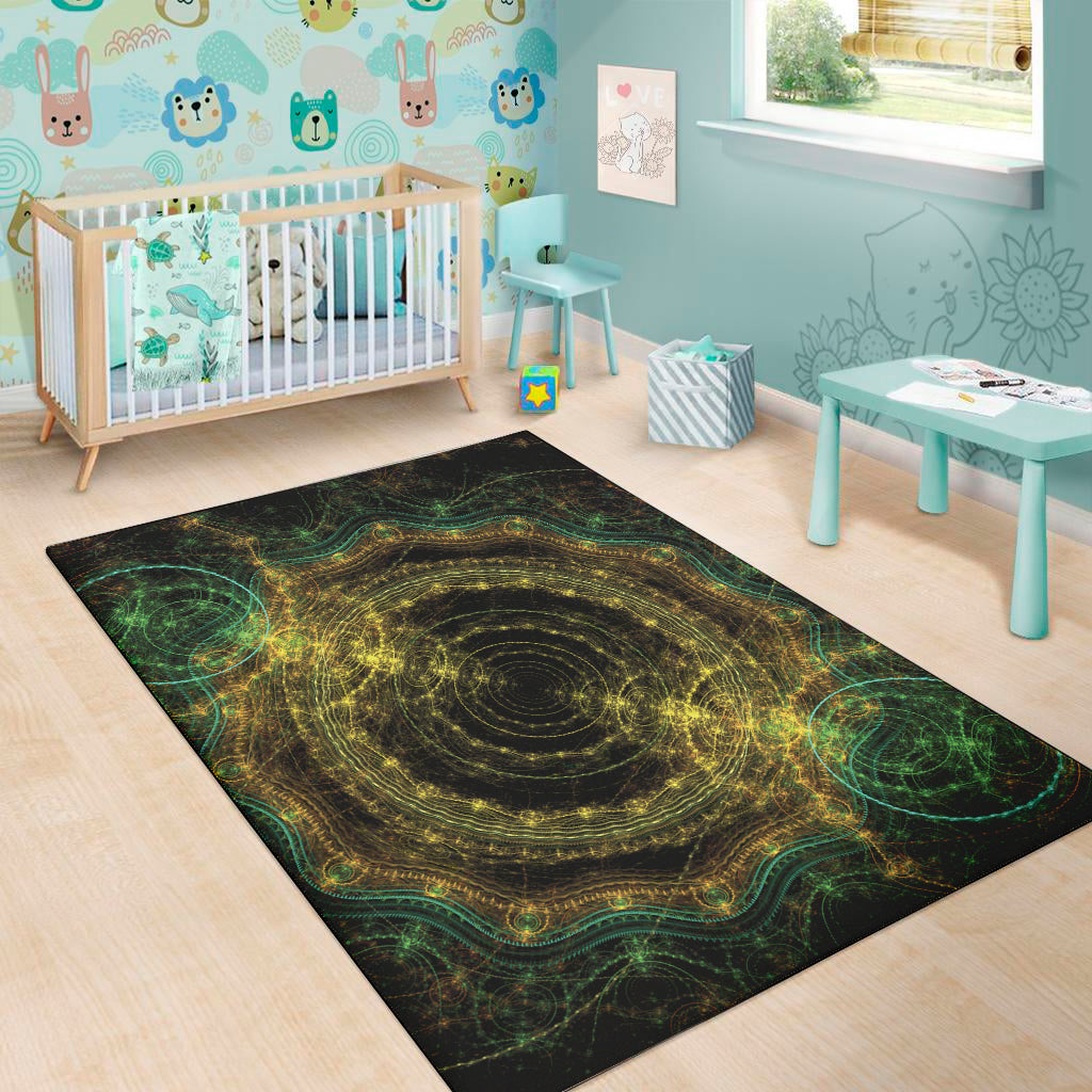 Steampunk Fractal Print Area Rug