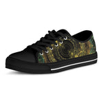 Steampunk Fractal Print Black Low Top Shoes