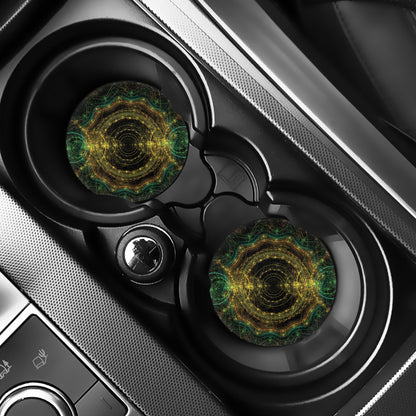 Steampunk Fractal Print Car Coasters