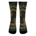 Steampunk Fractal Print Crew Socks