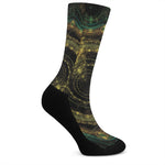 Steampunk Fractal Print Crew Socks
