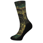 Steampunk Fractal Print Crew Socks
