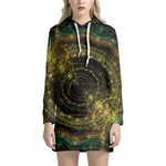Steampunk Fractal Print Hoodie Dress