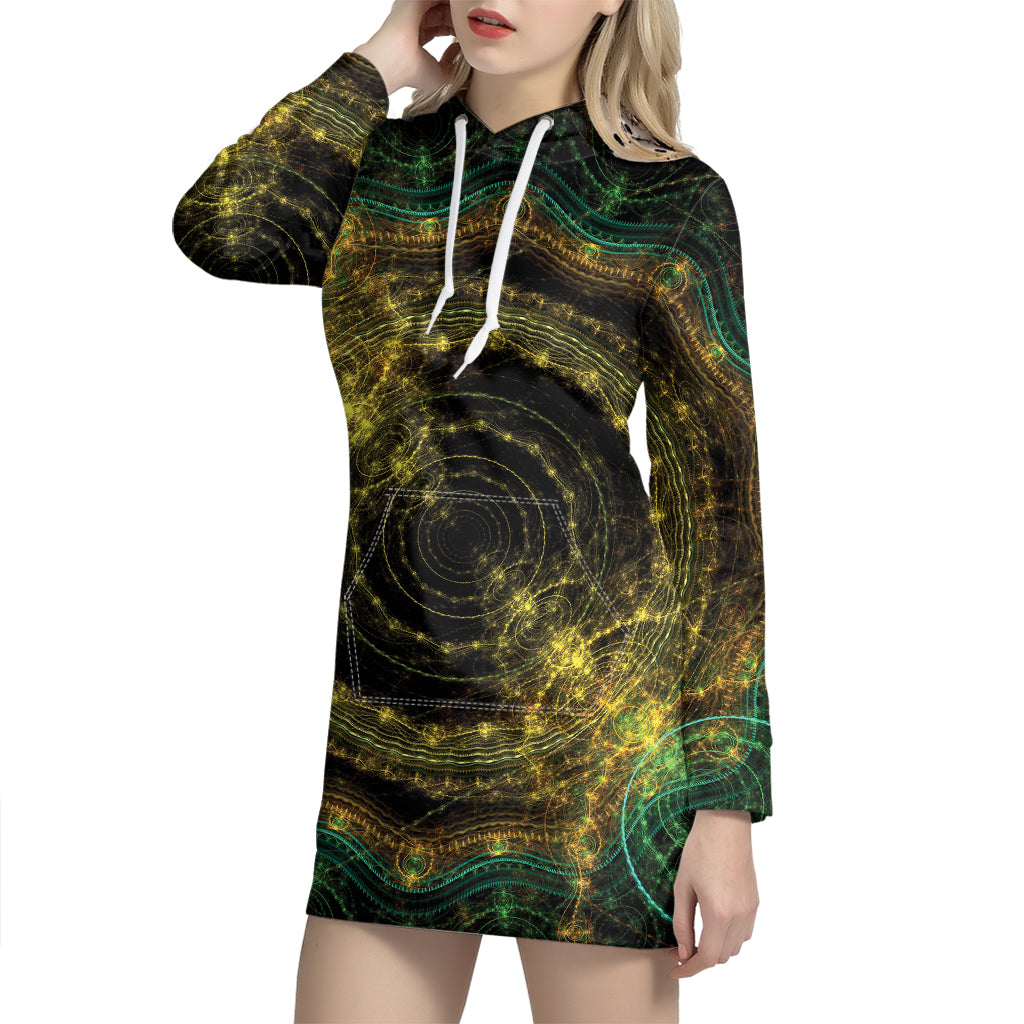 Steampunk Fractal Print Hoodie Dress