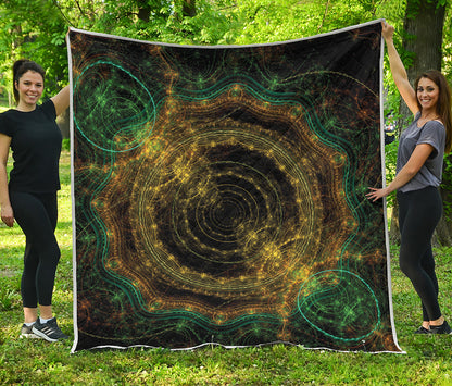 Steampunk Fractal Print Quilt