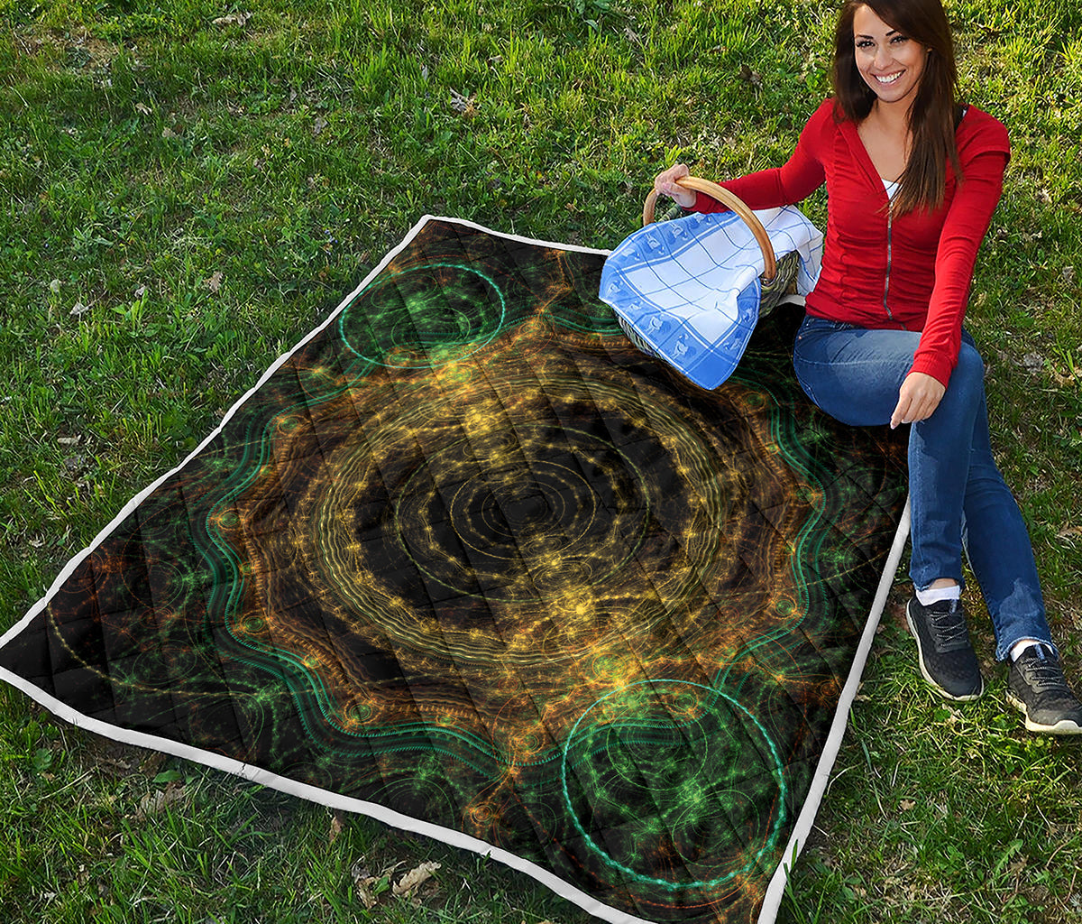 Steampunk Fractal Print Quilt