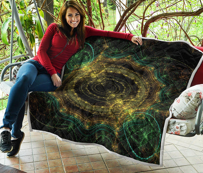 Steampunk Fractal Print Quilt