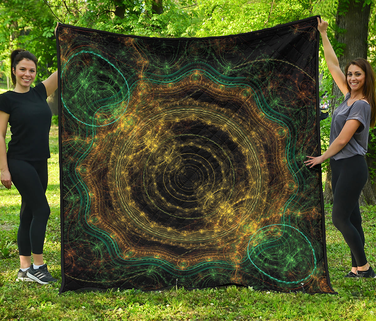 Steampunk Fractal Print Quilt