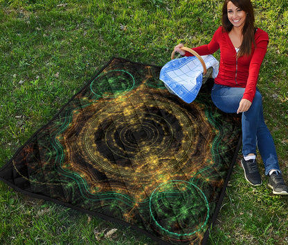 Steampunk Fractal Print Quilt