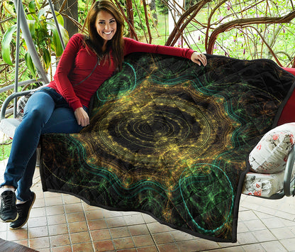 Steampunk Fractal Print Quilt