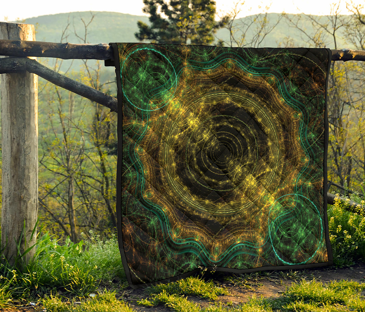 Steampunk Fractal Print Quilt
