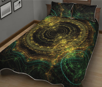 Steampunk Fractal Print Quilt Bed Set