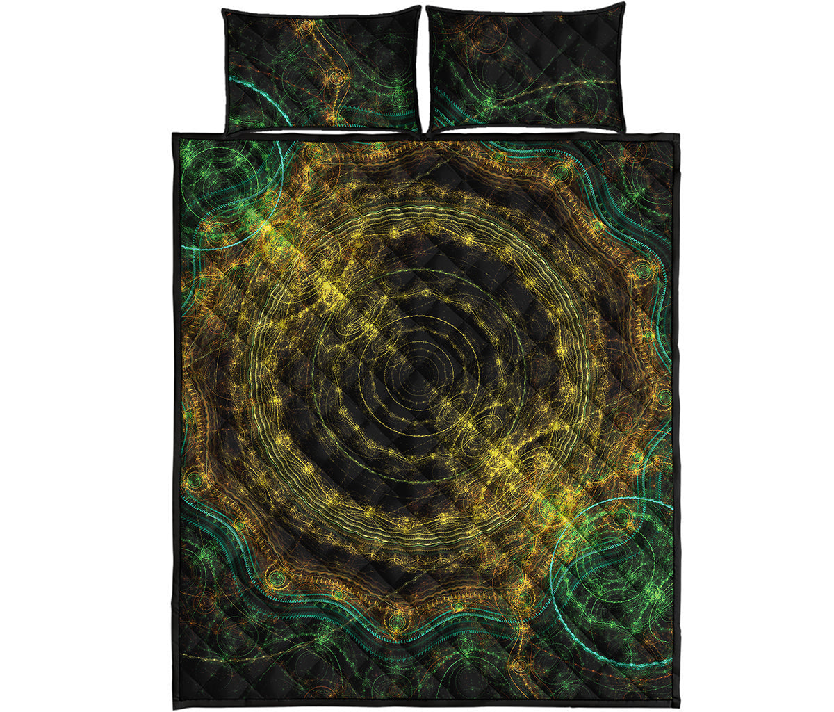 Steampunk Fractal Print Quilt Bed Set