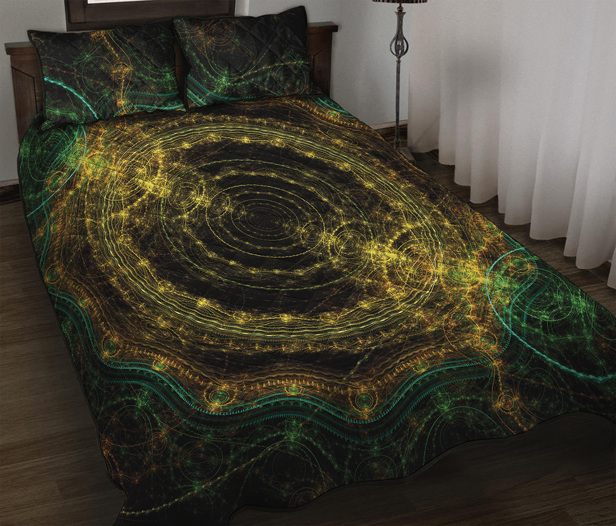 Steampunk Fractal Print Quilt Bed Set