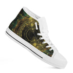 Steampunk Fractal Print White High Top Shoes