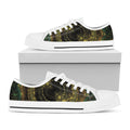 Steampunk Fractal Print White Low Top Sneakers