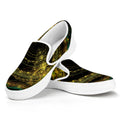 Steampunk Fractal Print White Slip On Sneakers