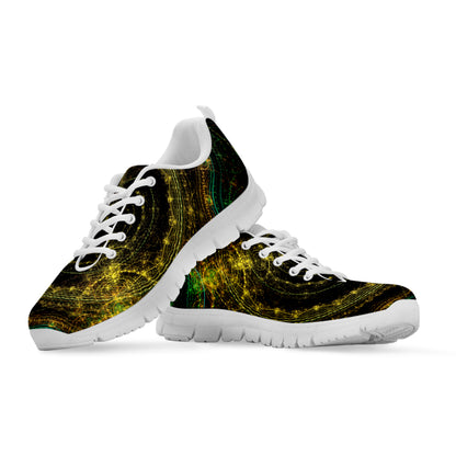 Steampunk Fractal Print White Sneakers