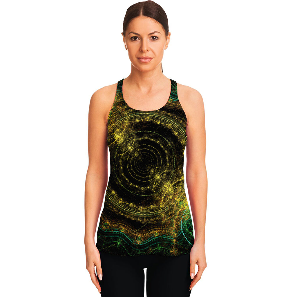 Steampunk Fractal Print Women's Racerback Tank Top