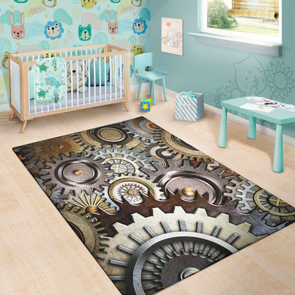 Steampunk Gears And Cogs Print Area Rug
