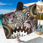 Steampunk Gears And Cogs Print Beach Sarong Wrap