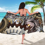 Steampunk Gears And Cogs Print Beach Sarong Wrap