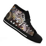 Steampunk Gears And Cogs Print Black High Top Shoes