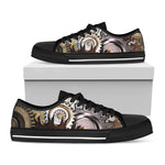 Steampunk Gears And Cogs Print Black Low Top Shoes