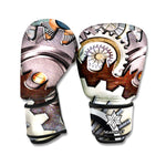 Steampunk Gears And Cogs Print Boxing Gloves