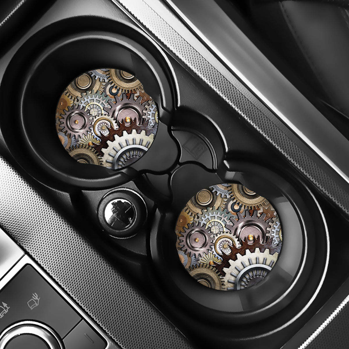 Steampunk Gears And Cogs Print Car Coasters