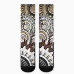 Steampunk Gears And Cogs Print Crew Socks