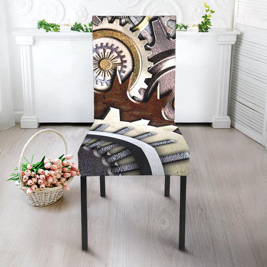 Steampunk Gears And Cogs Print Dining Chair Slipcover