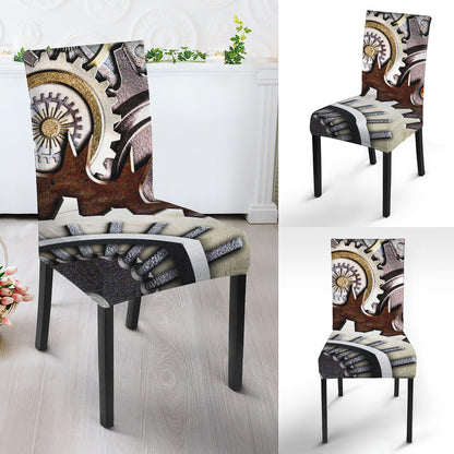 Steampunk Gears And Cogs Print Dining Chair Slipcover