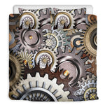 Steampunk Gears And Cogs Print Duvet Cover Bedding Set