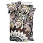 Steampunk Gears And Cogs Print Duvet Cover Bedding Set