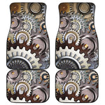 Steampunk Gears And Cogs Print Front and Back Car Floor Mats