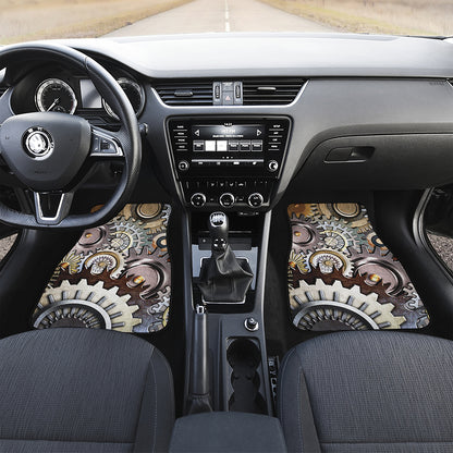 Steampunk Gears And Cogs Print Front and Back Car Floor Mats