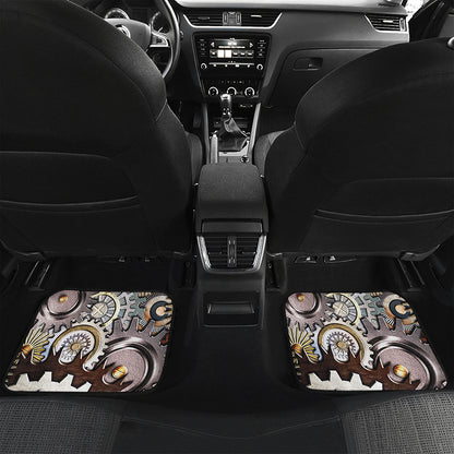 Steampunk Gears And Cogs Print Front and Back Car Floor Mats