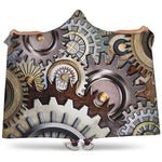 Steampunk Gears And Cogs Print Hooded Blanket