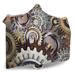 Steampunk Gears And Cogs Print Hooded Blanket