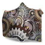 Steampunk Gears And Cogs Print Hooded Blanket